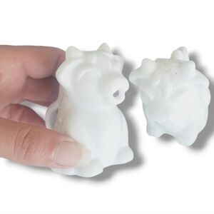 Cordon Bleu Cow Creamer White Porcelain Milk Cream Jar Container Vintage Set 2PC